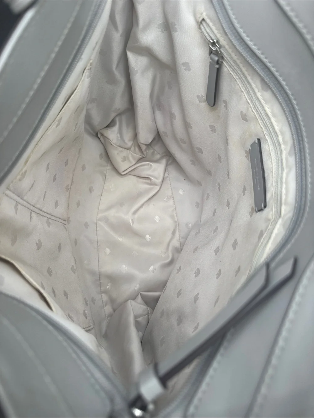 kate spade Kerri Medium Zip Tote Gray Smooth Leather